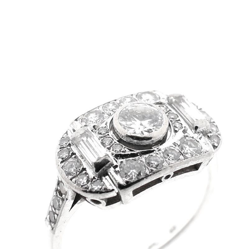 Image 2 of White gold Art Deco ring with diamond; 0.65 ct.