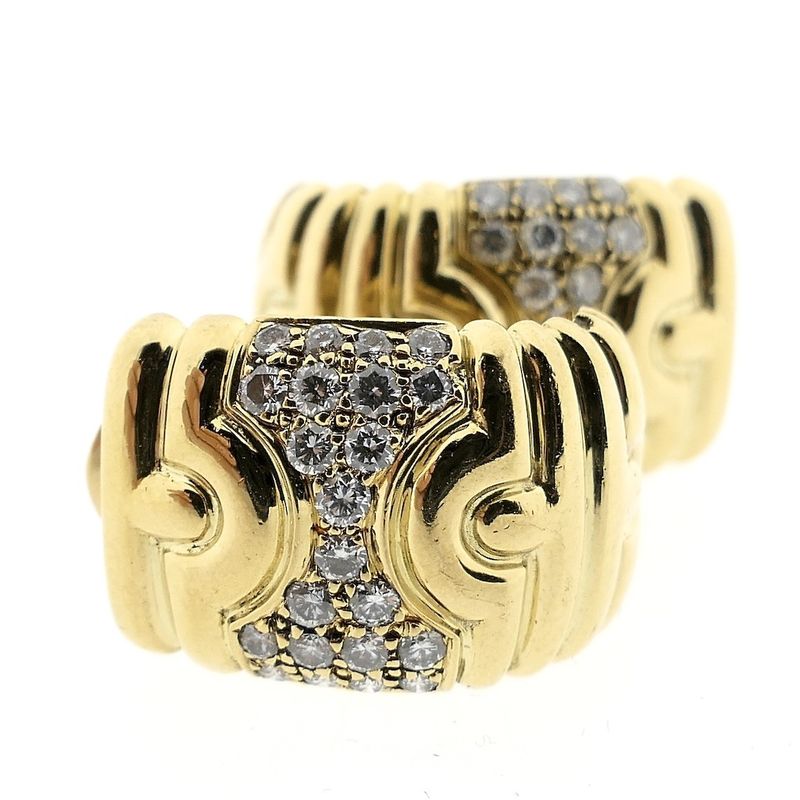 Image 11 of BVLGARI gold earrings with diamonds; 1.32 ct.