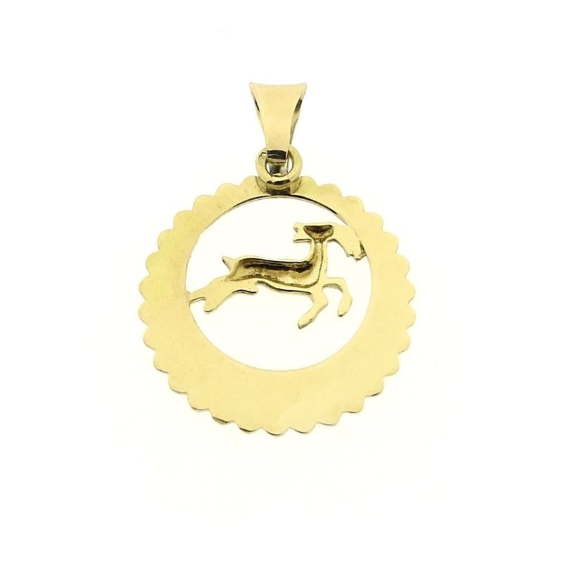 Image 7 of Gold zodiac sign pendant; Capricorn
