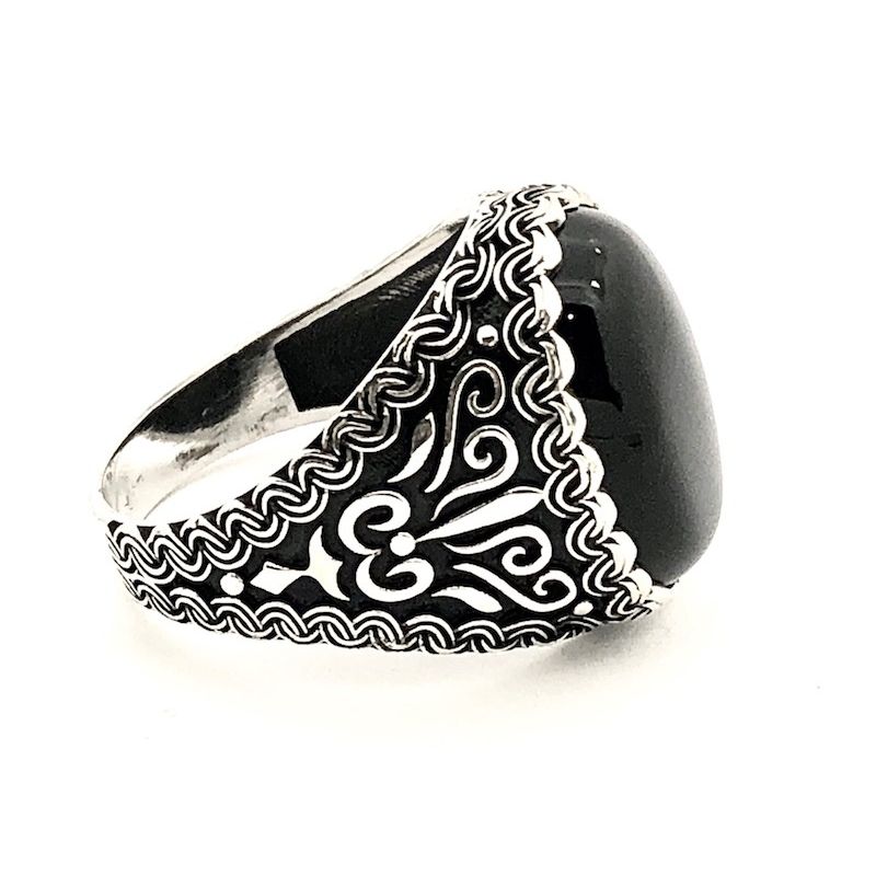 Image 4 of Silver bohemian (signet) ring with onyx stone