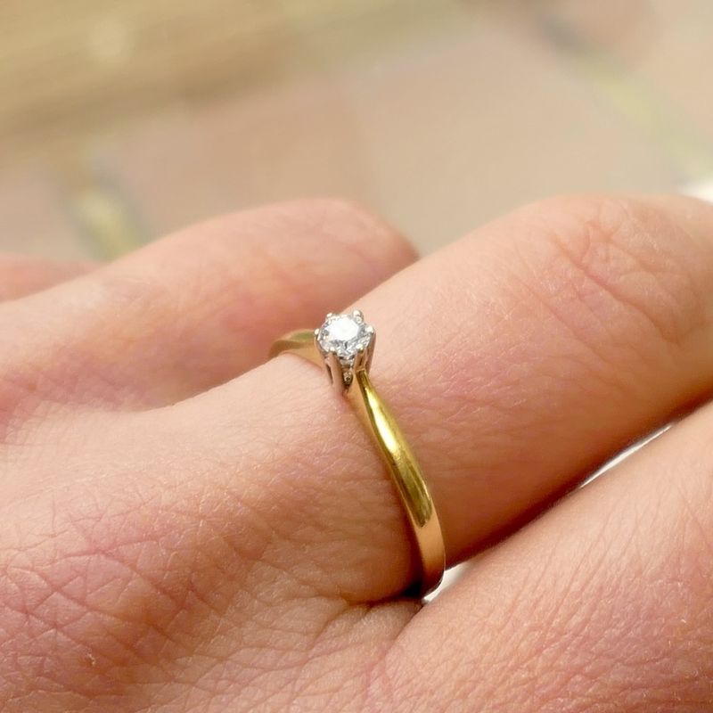 Image 11 of 18-karat gold solitaire ring with 0.15 ct. diamond