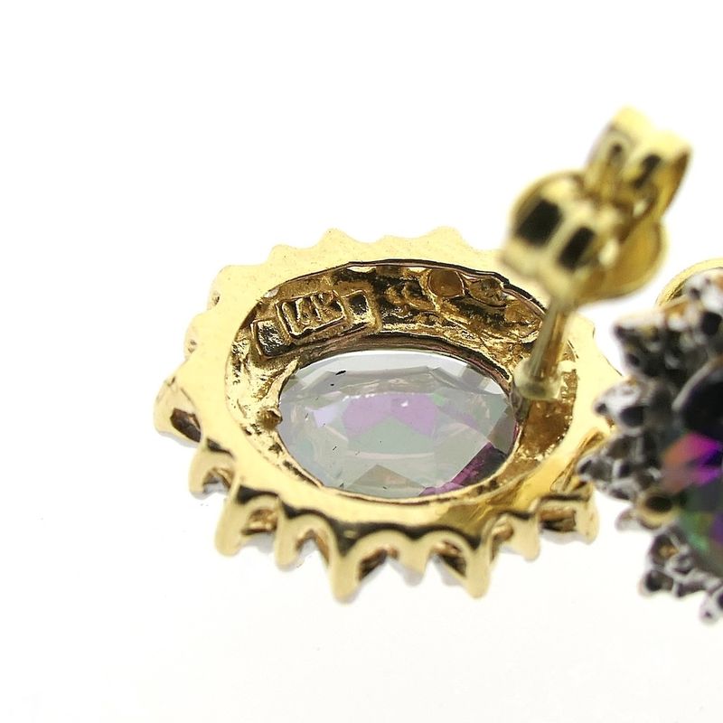 Image 4 of Gold stud earrings with mystical topaz