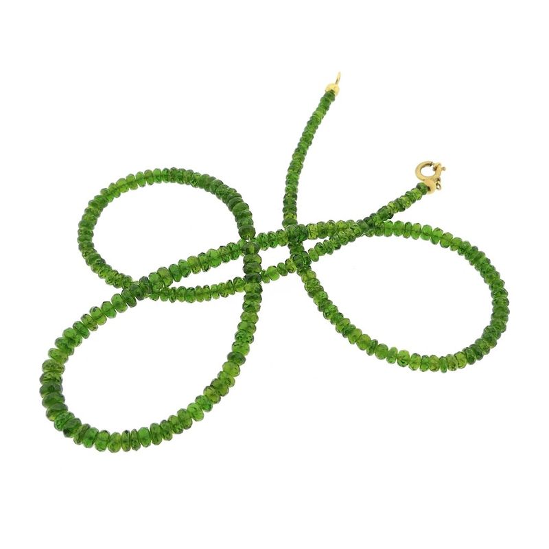 Image 7 of Peridot bead necklace with gold clasp