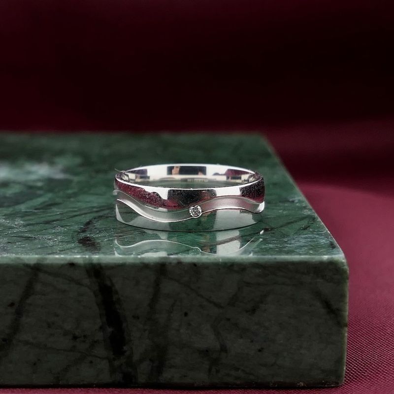 Image 8 of White gold (wedding) ring with diamond; 0.01 ct.