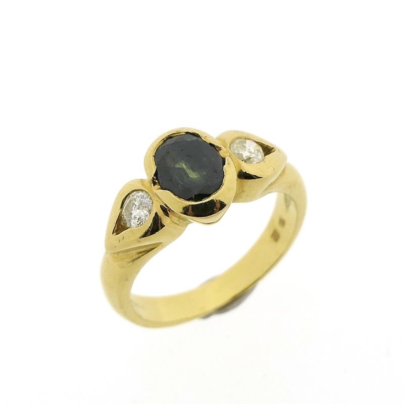 Image 1 of Gold ring with tourmaline and diamonds