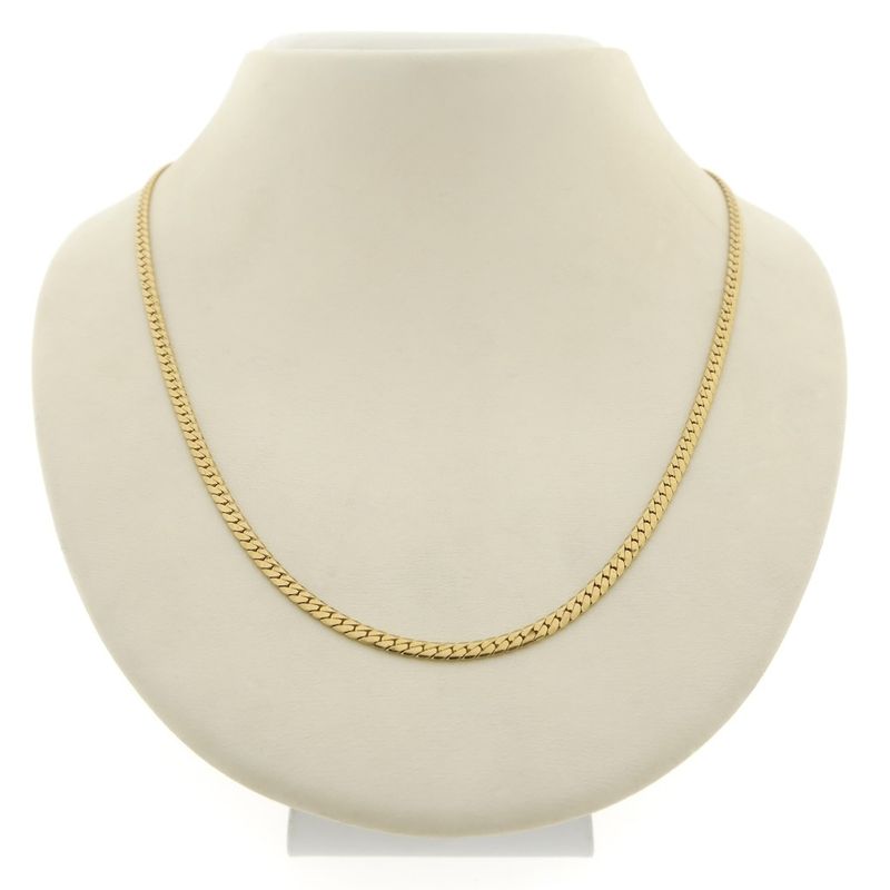 Image 1 of Gold flat gourmet link chain | 46 cm