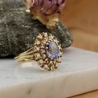 Image 2 of Gold cocktail ring with sapphire and diamonds; 0.70 ct.