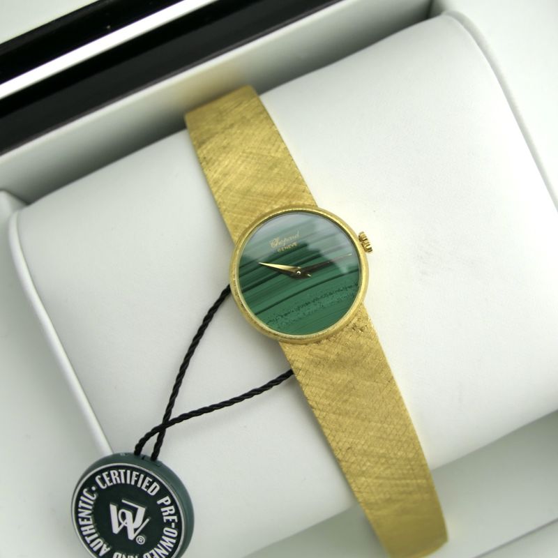 Image 19 of Chopard Genève Cocktail Watch 4010 1; Vintage 18k. gouden horloge met malachiet wijzerplaat
