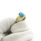 Image 7 of Vintage gold ring with meander pattern and turquoise