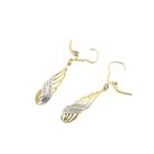 Image 4 of Bicolor gold long earrings with diamonds; 0.01 ct.