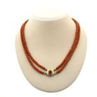 Image 1 of Antique blood coral bead necklace with gold decorative clasp | 43 cm