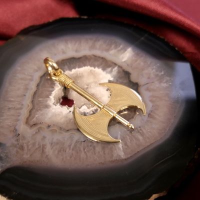 Image 2 of Gold pendant of a labrys.