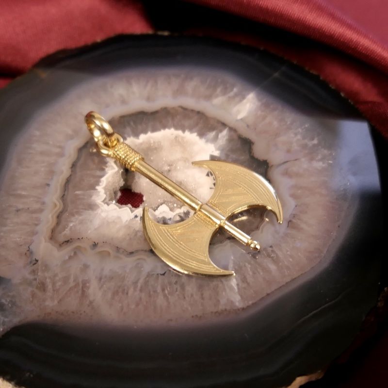 Image 2 of Gold pendant of a labrys.