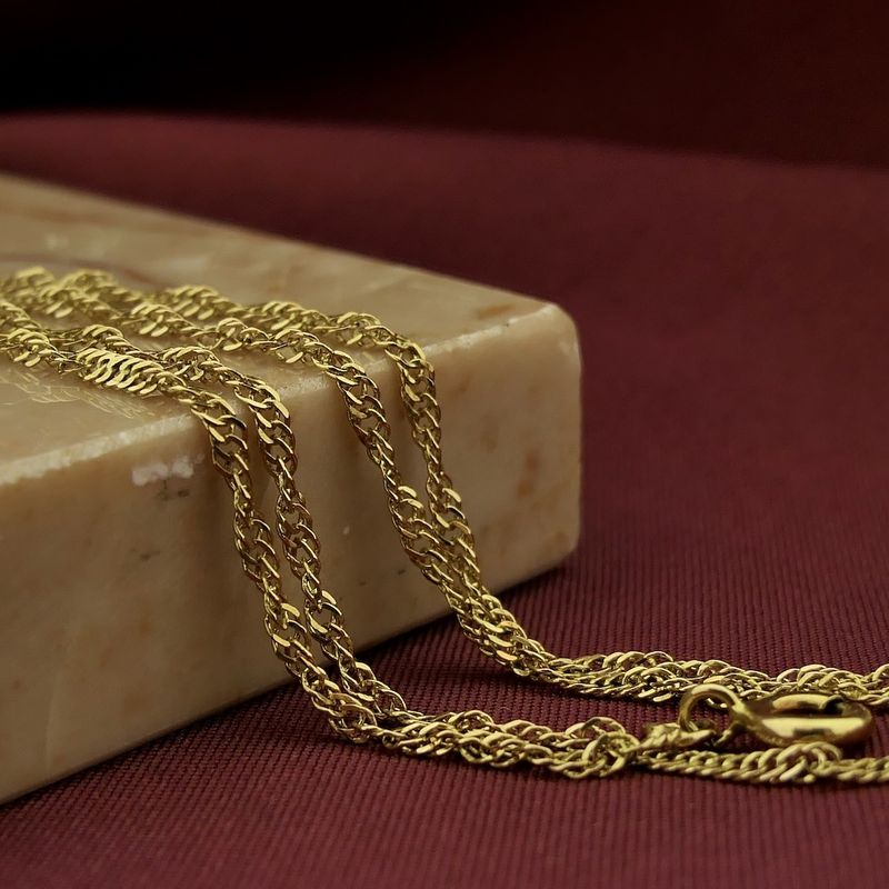 Image 2 of 18K Gold Twisted Link Chain | 42 cm