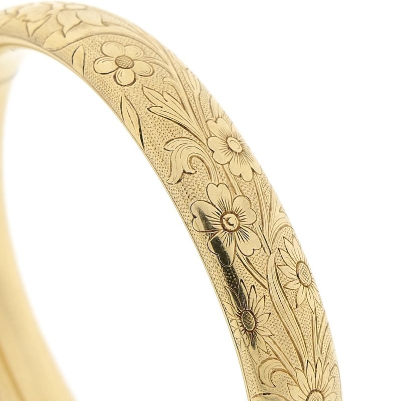 Image 3 of Vintage gold slave bracelet with engravings; Size M