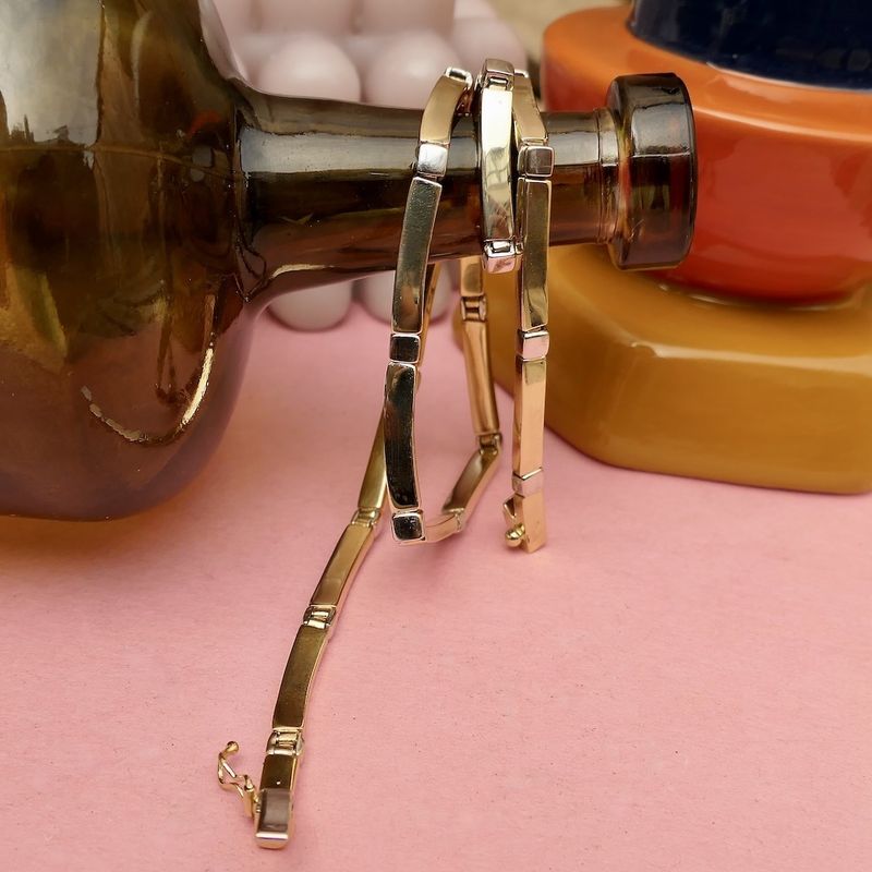 Image 2 of Two-tone gold bar link necklace | 42.5 cm