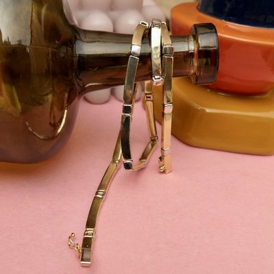 Two-tone gold bar link necklace | 42.5 cm Image 2 of Two-tone gold bar link necklace | 42.5 cm