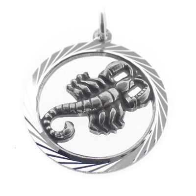 Image 1 of Silver zodiac sign pendant; Scorpio