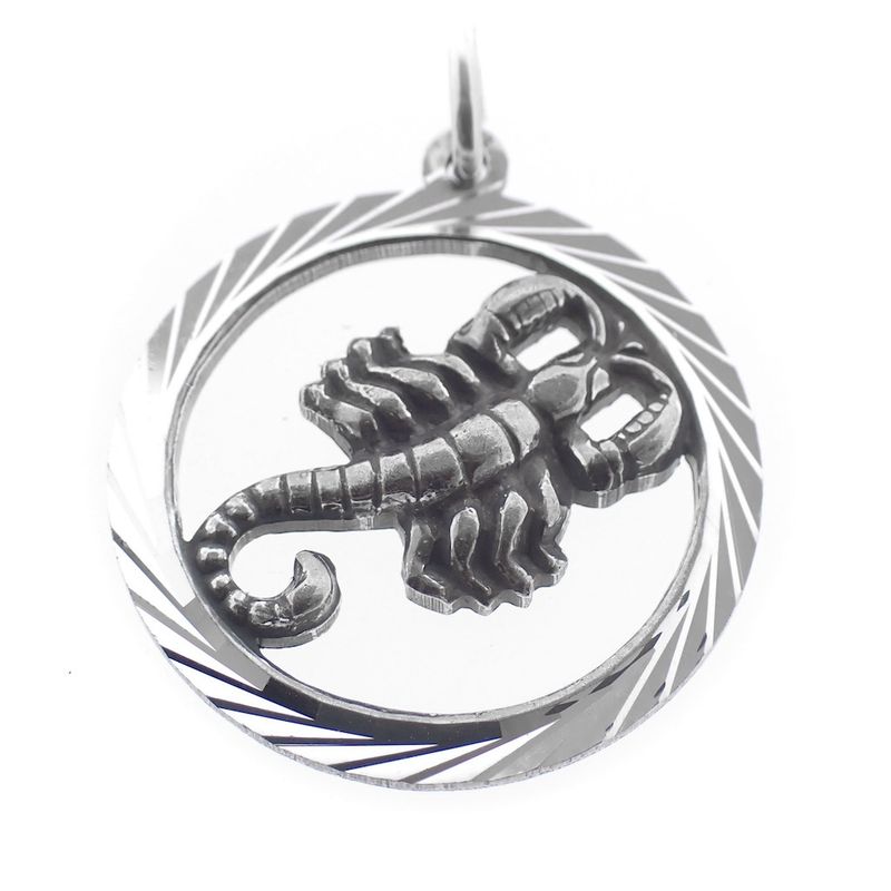 Image 1 of Silver zodiac sign pendant; Scorpio