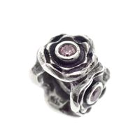 Pandora charm; Silver; Pink Rose
