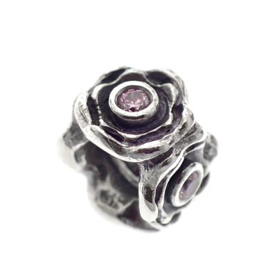 Pandora charm; Silver; Pink Rose Image 1 of Pandora charm; Silver; Pink Rose