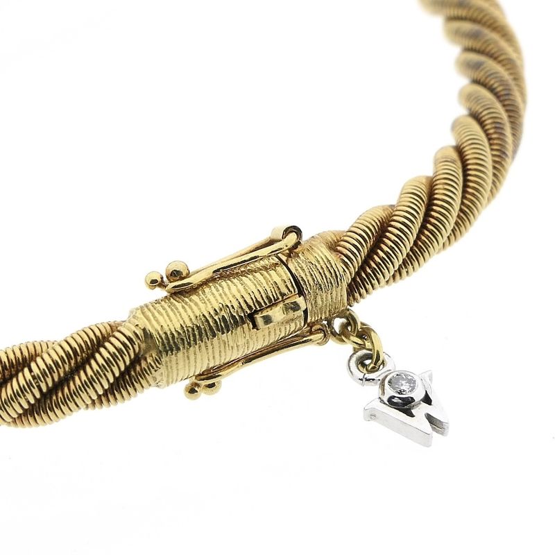 Image 7 of 18-karat gold twisted bracelet with sapphire and diamond; 1.11 ct. | Wellendorff