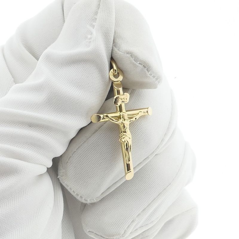 Image 7 of Gold pendant of a cross with corpus | INRI