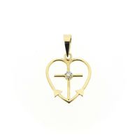 Gold pendant; Faith, hope, and love with diamond | 0.01 ct.