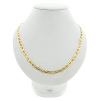 Tricolor gold navy link necklace