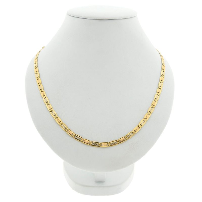 Image 1 of Tricolor gold navy link necklace