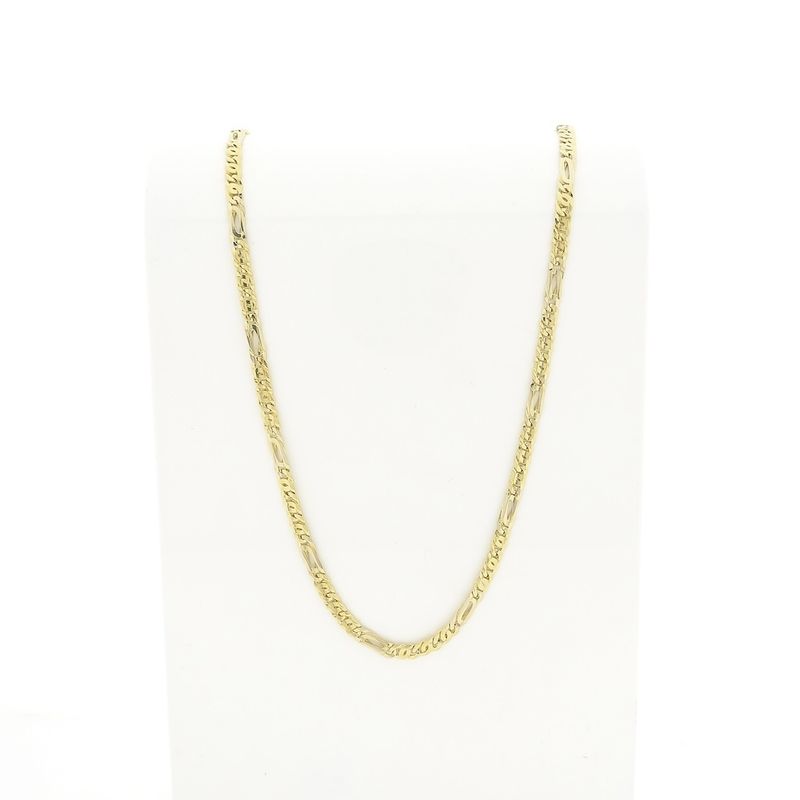 Image 1 of Oro Azzurro bicolor gold Figaro link necklace; 50 cm
