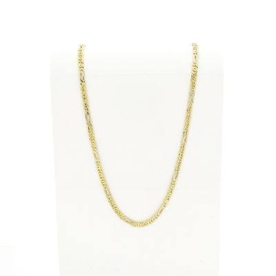 Oro Azzurro bicolor gold Figaro link necklace; 50 cm Image 1 of Oro Azzurro bicolor gold Figaro link necklace; 50 cm