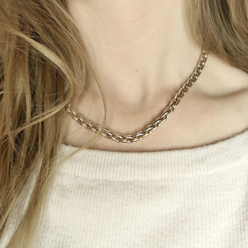 Image 9 of Two-tone gold fantasy link necklace