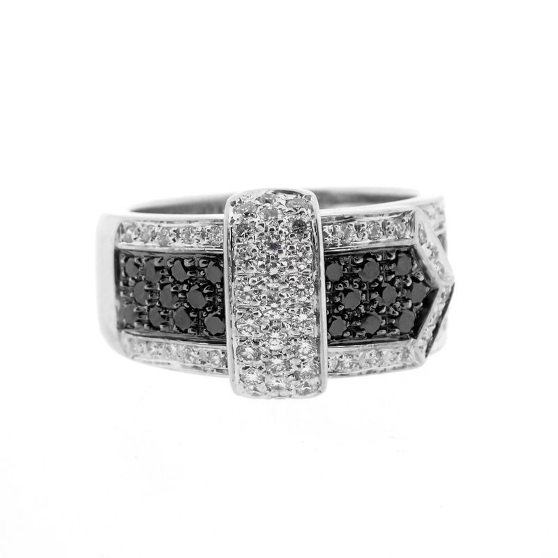 Image 7 of Leo Pizzo white gold ring with white and black diamonds; 0.84 ct.
