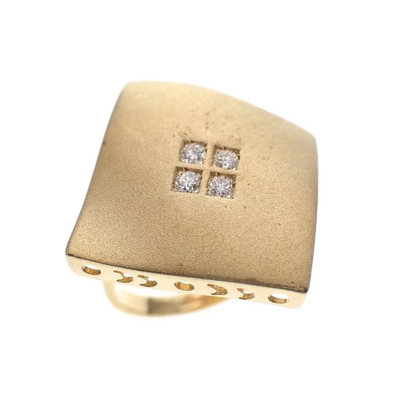 Image 1 of Matte gold ring with diamond; 0.10 ct.