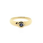 Afbeelding 3 van Gouden ring met saffier en diamant; 0,01 ct. 