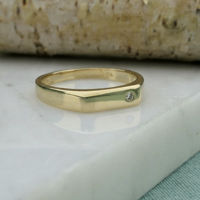 Image 2 of Gold Jeunesse pinky ring with diamond; 0.015 ct.