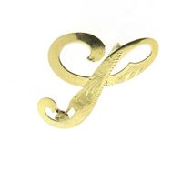 Gold letter brooch; letter J