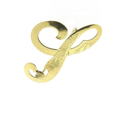 Image 1 of Gold letter brooch; letter J