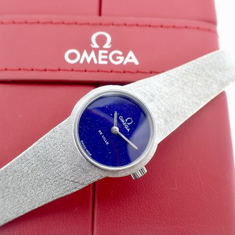 Image 8 of Omega Deville; 18k white gold women's watch with lapis lazuli dial