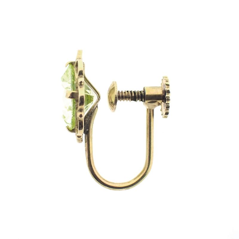 Image 5 of 18K Gold Clip-On Earrings with Green Spinel | Vintage