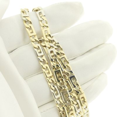 Image 2 of Two-tone gold navy link necklace; Men's