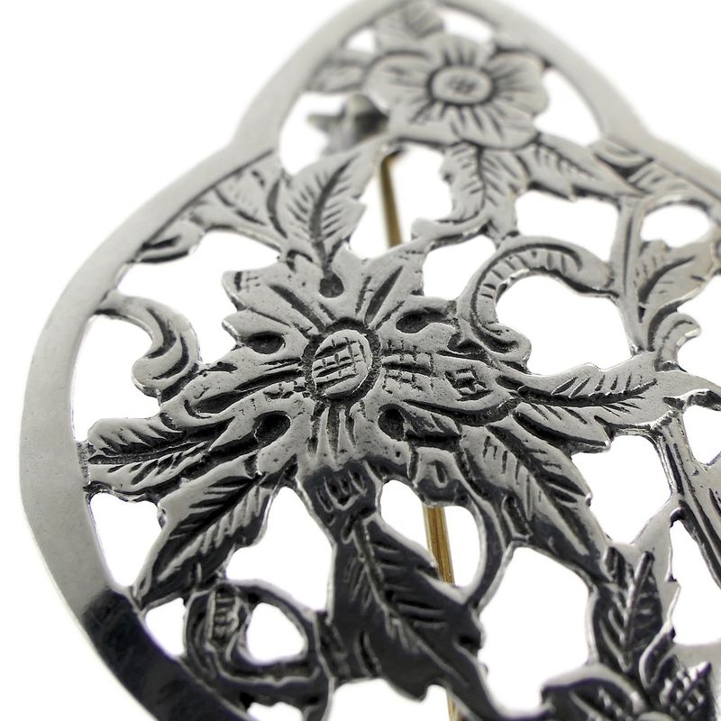 Image 3 of Large silver brooch | Floral design