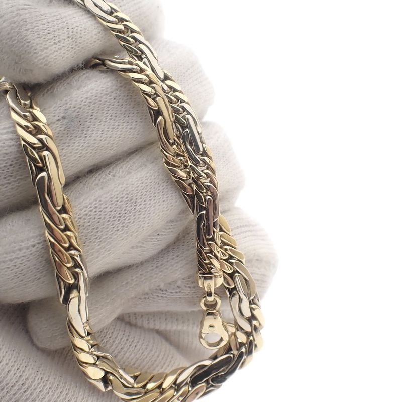 Image 8 of Two-tone gold gourmet link necklace | 43.5 cm