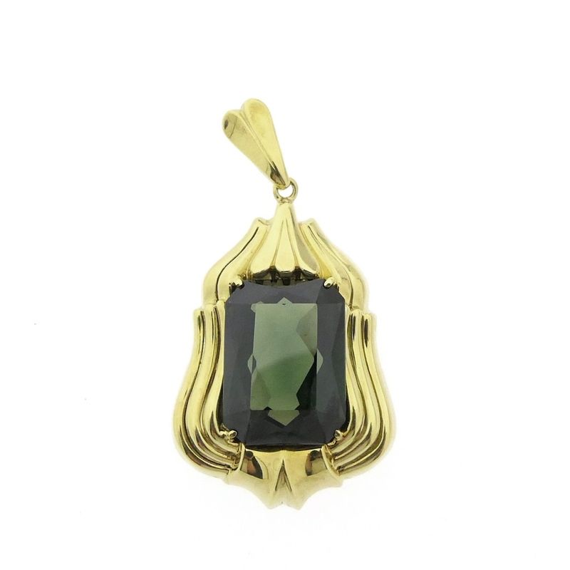 Image 1 of Gold pendant with green tourmaline