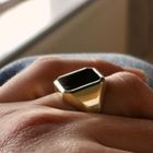 Image 7 of Gold signet ring with onyx.