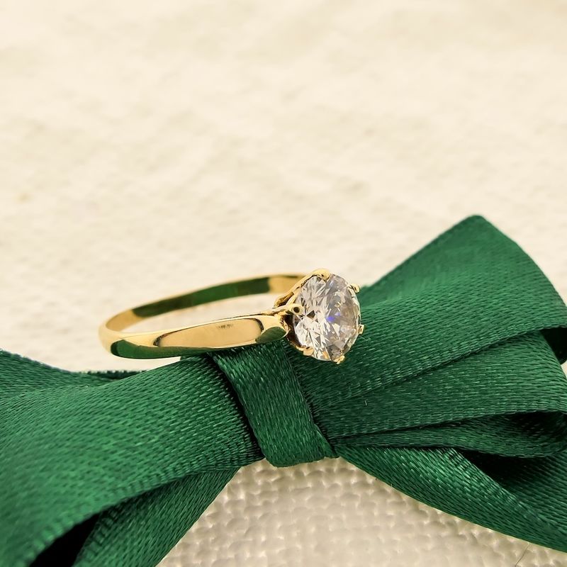 Image 2 of Gold solitaire ring with zirconia