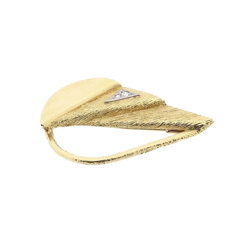 Image 8 of Vintage gold brooch with diamonds; 0.04 ct.