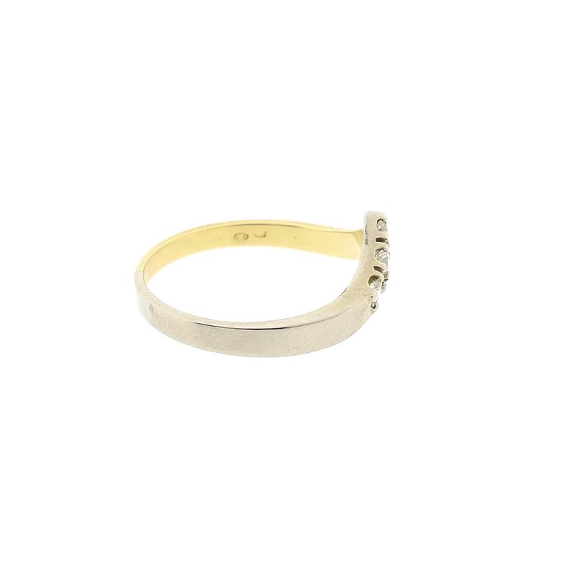 Image 5 of Bicolor Gold V-Shaped Ring with Diamonds; 0.105 ct.