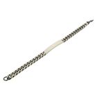 Image 8 of Silver robust gourmet link bracelet with engraving plate; Men